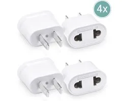 Reisstekker EU naar USA - 4 Stuks - Wereldstekker - Verloopadapter - Wit - Reisadapter Amerika Canada Mexico Japan - Type A