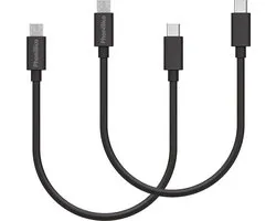 2x Micro USB naar USB C Kabel Zwart - 0,2 meter - Oplaadkabel voor Samsung Galaxy Ace / Ace 2 / Ace 3 / Ace 4 / Ace Duos / Ace Plus / Ace Style / Alpha / A10 / A20 / A20e / A3 2016 / A5 2016 / A6 / A6 Plus / A7 2016 / A8 / A9