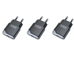 3 stuks OneOne 35W snellader met USB C poort. PD PPS Quick Charge lader. Platte GAN oplader adapter past op JBL LIVE Flex, LIVE Free NC Plus, Tuner 2, Tuner XL, Endurance Race, Tune 700BT / 710BT / 720BT / Buds