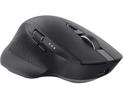 Trust Ozaa+ Stille Draadloze Muis Bluetooth + 2.4GHz, Wireless Mouse met Scrollwiel aan de Zijkant, 60% Gerecycled Plastic, Oplaadbare Bluetooth Mouse PC Computer Laptop Windows Mac - Zwart