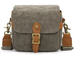 LISM-Sac photo rétro en toile pour reflex – Housse de protection robuste pour appareils photo et objectifs – Imperméable – Sac à l'épaule, adapté pour la photographie, la randonnée, le tir et les voyages (vert militaire)