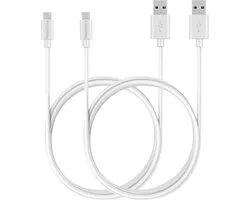 2x Câble Micro USB vers USB A Blanc - 1 mètre - Câble de charge pour Samsung Galaxy Tab A 8.0 2019 : écran 8 pouces , références : SM-T290/ SM-T295