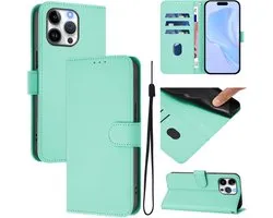 Mobigear Telefoonhoesje geschikt voor Apple iPhone 16 Pro Max Hoesje | Mobigear Urban Wallet Bookcase Portemonnee | Pasjeshouder voor 3 Pasjes | Telefoonhoesje voor Pinpas / OV Kaart / Rijbewijs - Groen