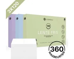Cosmeau Sample Pack 3x120 Détergent Wash Strips 360 Washes Spring Fresh Lavender Lavande Breeze Wash Sheets Débarbouillettes Détergent Feuilles Débarbouillettes Plastic Free Eco