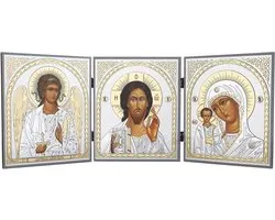 NKlaus - GM van Kazan & Jezus Christus & Beschermengel - Icoon drieluik - 18x46cm - Christelijke 15911