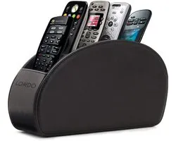 Support de télécommande Londo à 5 compartiments – Peut contenir des télécommandes DVD, Blu-ray, TV, Roku ou Apple TV – Cuir PU avec doublure en daim – Fin et compact pour le rangement