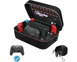 Sander Shop Deluxe Case Housse compatible avec Nintendo Switch et Switch OLED, Housse de protection Etui de rangement rigide avec plus grand espace de rangement pour 18 portes de jeu et autres consoles Switch, jeux et accessoires
