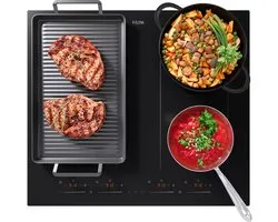 Etna KIF562ZT - Inductiekookplaat met dubbele flexzones en sliderbediening - 4 Flexzones - 2 Fase - 59 cm - 10 kookstanden - kookduurbegrenzing, restwarmte indicatie, kinderslot en panherkenning