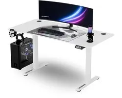 Ultradesk LEVEL V2 – Bureau de Gaming , Office à Home et de bureau – Wit – Réglable électriquement – ​​Avec Hub USB, tapis de souris XXL et Accessoires de vêtements pour bébé