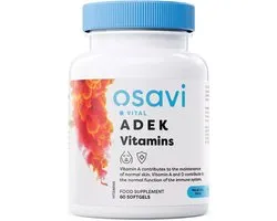 Vitamine ADEK - 60 softgels - Vitamine A (Bètacaroteen) - Vitamine D3 (Ergocalciferol) - Vitamine E (D-alfa-tocoferol) - Vitamine K2 (K2VITAL®MK7)