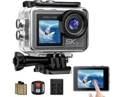 Action Camera 5K/4K, 50MP, Waterproof up to 30M/98FT, EOS, WiFi, 170° Ultra Wide Angle – Ideal for Cycling, Snorkeling, Motorcycling and as a Helmet Camera – Memory Card Not Included