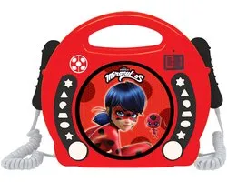 Lexibook Miraculous Ladybug CD-speler met 2 geÃ¯ntegreerde microfoons, Programmeerfunctie, Koptelefoonaansluiting, voor kinderen, Werk met AC of batterij, Rood/Zwart, RCDK100MI