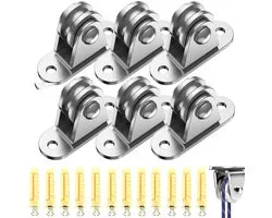 6x Katrol - Hijshaak - Katrollen - Katrolwielen - Katrol met duplex-lagers - Katrol roestvrij staa - Katrol klein - Katrol voor touwen - Voor 3-6 mm touwen - Met 12 schroeven en 12 hulzen - Voor schuifpoorten - Voor lagers, roldeur, waslijn, fitness