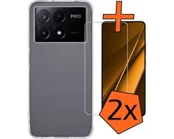 Hoes - Met 2x Screenprotector - Geschikt voor Xiaomi Poco X6 Pro 5G - Sterk & Shockproof - Back Cover - Siliconen Case - Telefoon Hoes - Transparant