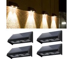 KZQ 4-Pack Solar Mailbox Lights Waterdichte Solar Lampen Buitenverlichting Op Zonne Energie met Warm Wit Licht voor Schutting Muur Terras Tuin Hek Garage Zwembad Adres Huisnummer Deck Fence Eenvoudige Installatie 12x7.8x5.6cm