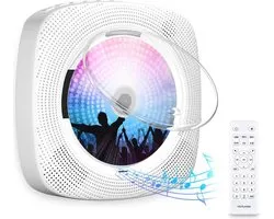 TKMARS Lecteur CD/DVD portable 2 en 1 avec HDMI - Bluetooth - USB - FM- Radio - AUX - Montage mural - Wit