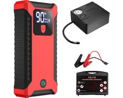 Toivo 12V Jumpstarter voor Auto met Compressor - 1000A - 4-in-1 Starthulp met Powerbank, LED Zaklamp en SOS Noodlicht - Startkabels met Accu - Startbooster