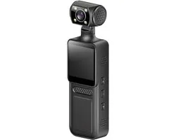 Caméscope 4K avec capacités audio et vidéo intégrées, caméra de voyage POV/de poche/vlog/portable, équipé d'un objectif avant et arrière, caméra d'action avec écran couleur TFT.