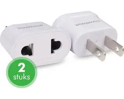 Travelhawk Prise de voyage UE vers US/USA - Prise mondiale - Adaptateur mondial - Prise de voyage Type A - 2 Pièces - Wit