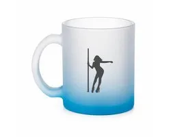 Paaldanseres theeglas frosted blauw - 330 ML - Paaldansen - Paaldanser - theemok - theeglazen - koffiebeker - SPort - danspaal - cadeau - pole dance - stripper