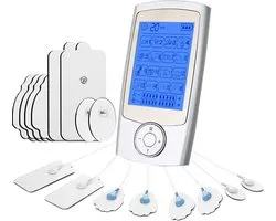 TechU™ Elektrodentherapie Massage – Zilver – 8 Elektroden Pads – Digitale Acupunctuur EMS Therapie voor Hele Lichaam – Ontspannen Spieren en Pijnbestrijding