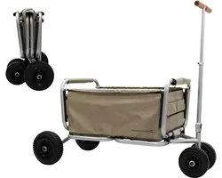 Beachtrekker Life Bolderkar, opvouwbaar, met parkeerrem, inklapbare handwagen (Rubber rubber PU-banden, beige)