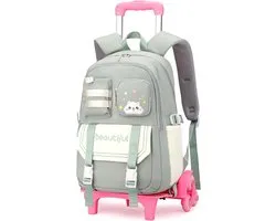 School Backpack, Trolley for Girls, School Backpack, School Teens, with 6 Wheels, 28 Litres, Lightweight School Bag for Elementary and Secondary Students, Removable Trolley, Daypack for Travel