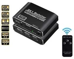 DrPhone - ARC2 HDMI Switch - 4K 60Hz - Mini 3 Port Hdmi Switch 2.0 - 4K Switcher Hdmi Splitter HDR pour la télévision, Nintendo Switch, Apple TV, Blu - Ray, Xbox PS3 PS4 PS5