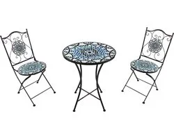 AXI Amélie 3-delige Mozaïek Bistroset Multikleur – Metalen frame met keramische tegel – Balkonset 2 stoelen en tafel