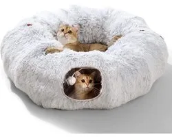 Kattentunnel Pluche - Tunnel Kat - Kattenhuis - Speeltunnel kat - Grijs
