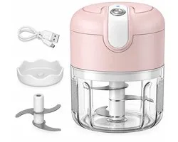 COCHO® Elektrische Hakmolen – USB Oplaadbaar – Mini Chopper 250 ml – Draadloos – Voor Groenten, Babyvoeding & Meal Prep – Roze + Een snellader