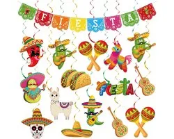 25pcs Mexican Fiesta Party Decoration Mexico Celebration Banner Cinco De Mayo Hanging Spirals For Mexican Theme Taco - ShopVlot