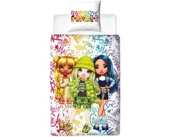 Rainbow High Housse de couette - Jade, Sunny et Skyler - Simple - Housse de couette 140x200 + taie d'oreiller 63x63 cm