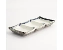 Tokyo Design Studio - Grijs/Wit Sausschaaltjes - Tajimi - 3 delig - 19 x 9 x 2.5cm