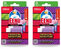 2 x WC Eend – Fresh Discs – Duo Navulling – Tropical Adventure – 72 ml - Voordeelverpakking - 2 stuks