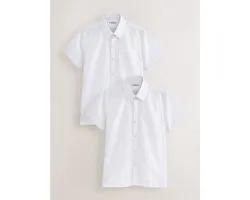 Next - Jongens - Set van 2 schoolshirts met korte mouwen en standaard pasvorm - Wit