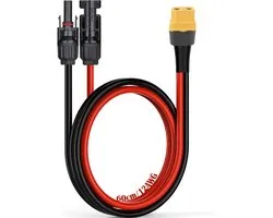 Solar Panel Cable, Solar Plug to XT60 Adapter, Extension Cable, 12 AWG/3.3 mm², 60 cm Solar Cable, for Portable Power Supply, Solar Generator