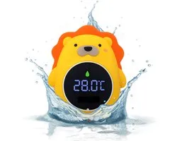 Thermomètre de bain Bébé – Thermomètre numérique avec affichage LED – Sûr et rechargeable – Accessoire de Bain flottant pour bébés – RGB – Lion