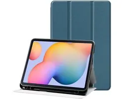 Tablet Hoes Geschikt voor Samsung Galaxy Tab S6 Lite | Luxe Tri-Fold Book Case | Kunst Leren Bescherm Hoes | Standaard Functie | Blauw