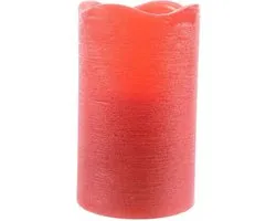 Bougie en cire rouge LED blanc chaud - 7,5 x 10 cm - Bougie LED