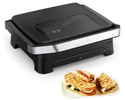 Tefal Inicio Classic GC2718 Paninimaker & Contactgrill - Geschikt voor panini's en meer - Anti-aanbakplaten - Vet opvangbak - Verticaal Opbergen - 1500W - Zwart