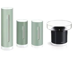 Netatmo Weather Pack – Slim Weerstation met Regenmeter – Binnen- & Buitenmetingen – CO2- & Luchtkwaliteit Sensor – Weerdata via App – Werkt met Apple HomeKit