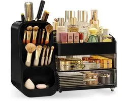 D' Lor Make-up Organizer – Luxe Cosmetica Opberger met Lades & Compartimenten – Pour Make-up, Parfum, Pinceaux et Plus – Zwart