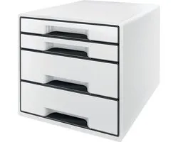 Leitz WOW Cube Ladenblok Met 4 Laden - Opberger met Vakken - Voor Kantoor En Thuiswerken - Ideaal Voor Thuiskantoor - Wit/Grijs
