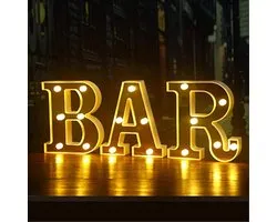 LED Marquee Letters Lights - BAR Sign Letter Lamp - Letter Lighting - Illuminated Letters Night Lights Decoration - Battery Powered for BAR Pub Home Party Wedding Decoration - Gouden Bar