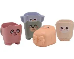 Happy World - Bio Plastic - Pile de Seaux et de tasses - 28x7x27cm - Cadeau Sinterklaas - Cadeaux de chaussures Sinterklaas