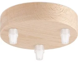 Home Sweet Home - Hotte de plafond moderne - Natural - 12*12*5 cm - Ronde - 3 points de connexion - Hotte de plafond pour lampe suspendue - Wood et plastique - Pour lampes suspendues de cuisine et de salon - Convient pour éclairage suspendu