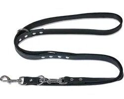 FREUDENTIER Hondenriem van leer, 2 m, leren riem, verstelbaar, hondenriem van gecertificeerd vetleer voor kleine, middelgrote en grote honden, Alsterufer collectie (Midnight, 16 mm breed)