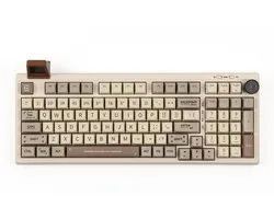 EPOMAKER RT100 - Retro White - Mechanisch Draadloos Toetsenbord - 95% - QWERTY - Retro Mechanical Keyboard met Draaiknop en Mini Scherm - Flamingo Switch
