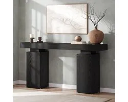 Tribesigns Lange Consoletafel - Sidetable - Hout - Zwart - landelijke haltafel achter de bank - 160 x 30 x 85 cm - Console Tafel voor Hal, Woonkamer, Entree